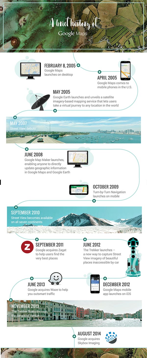 La storia di Google Maps ripercorsa in un'infografica
