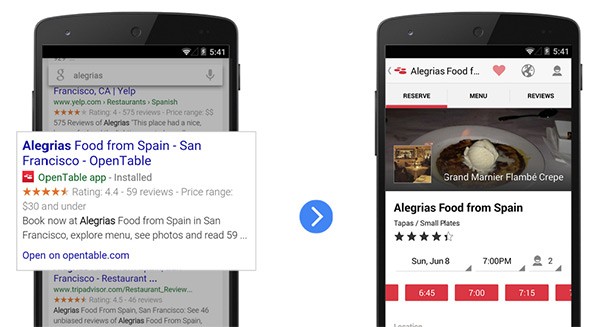 Google: App Indexing per le ricerche onlineGoogle: App Indexing per le ricerche online