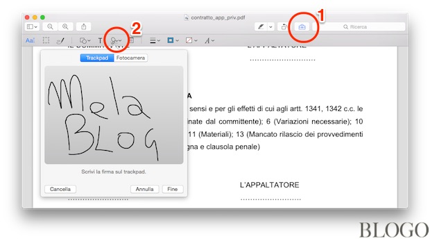 Firmare un PDF su Mac con Anteprima e il Trackpad
