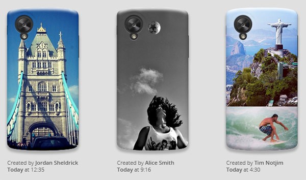 Cover personalizzate per Nexus 5 create con lo strumento Moments di Google Workshop