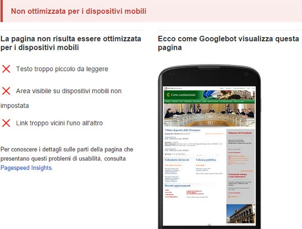 Test di compatibilità con dispositivi mobili: www.cortecostituzionale.it