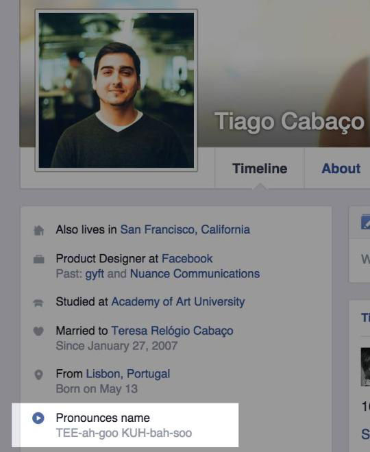Facebook, test di pronuncia del nome