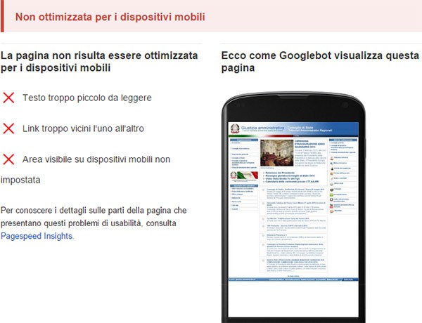 Test di compatibilità con dispositivi mobili: www.giustizia-amministrativa.it