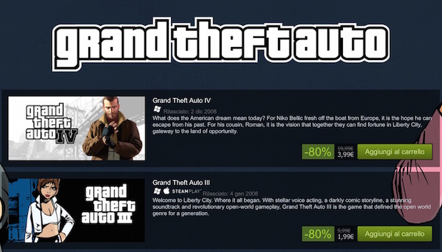 Grand Theft Auto: tutti i titoli in offerta su Steam