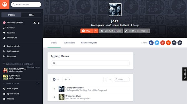 Il player Web di Grooveshark