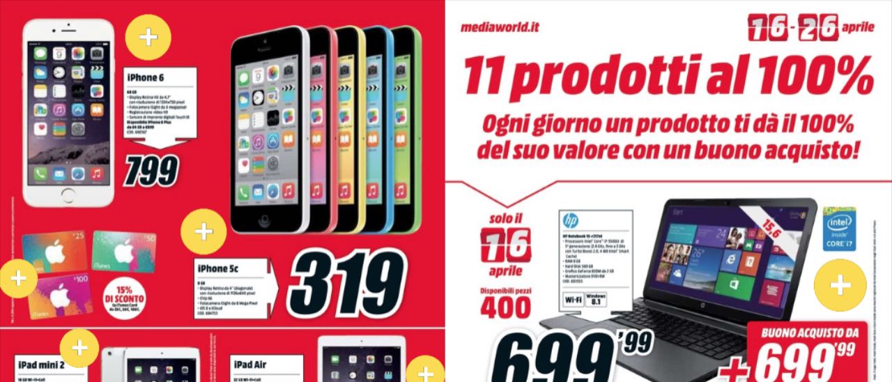 Volantino Mediaworld: 11 prodotti scontati al 100%