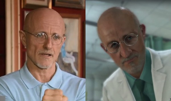 Il dott. Sergio Canavero (a sinistra) e il medico di Metal Gear Solid 5: The Phantom Pain (a destra)