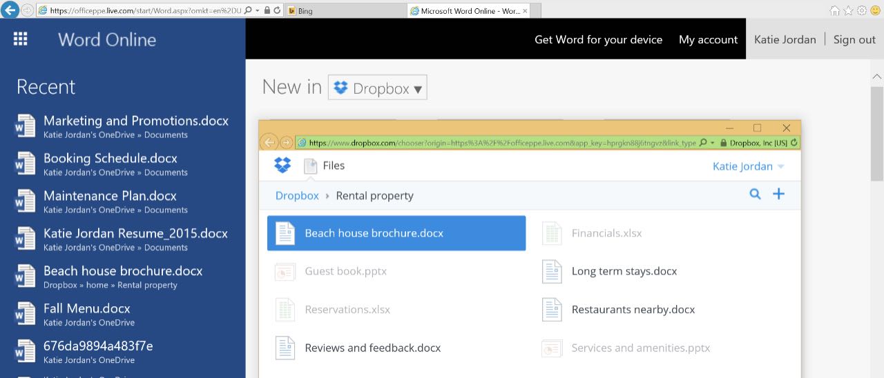 Office Online modifica i documenti di Dropbox