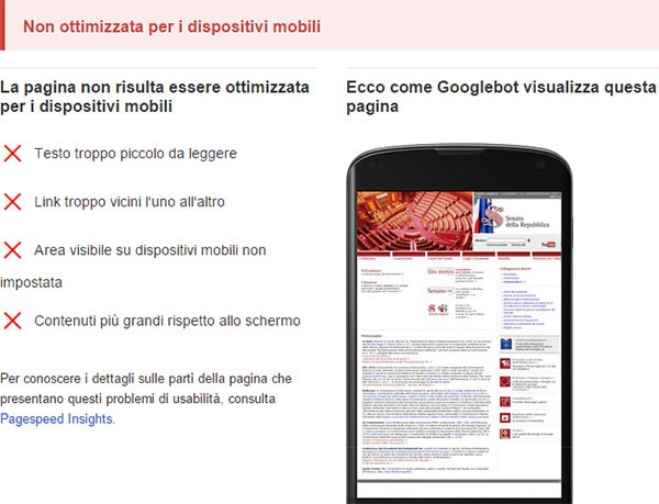 Test di compatibilità con dispositivi mobili: www.senato.it