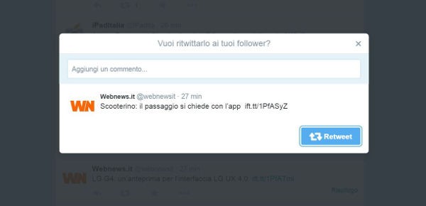 Twitter: retweet con commento