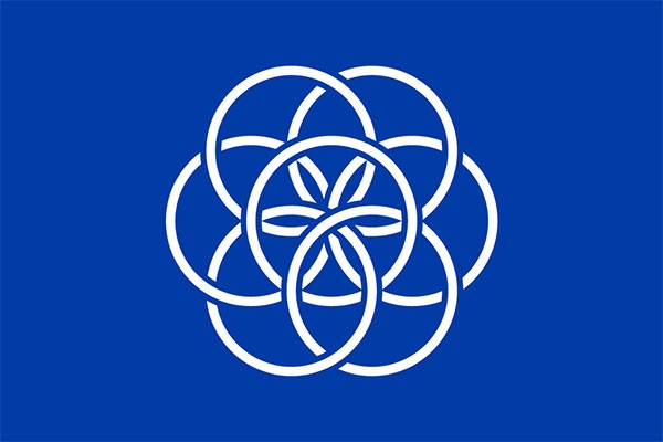 La bandiera disegnata da Oskar Pernefeldt e proposta come vessillo del Pianeta Terra