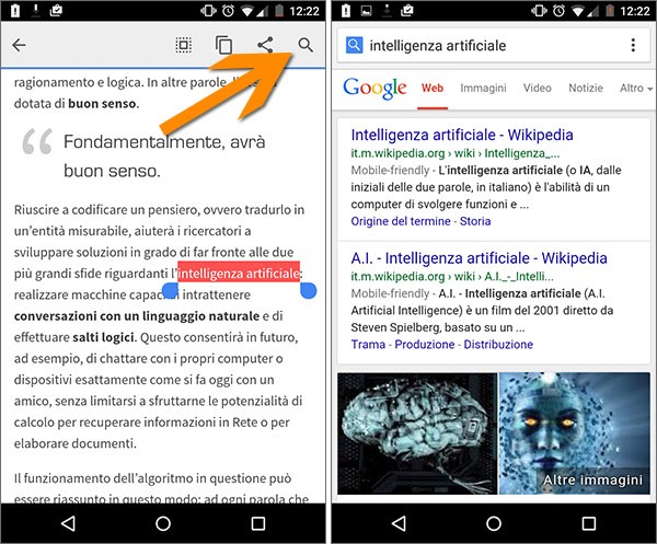 La funzionalità Touch to Search introdotta da Google nella versione 43 del browser Chrome per Android