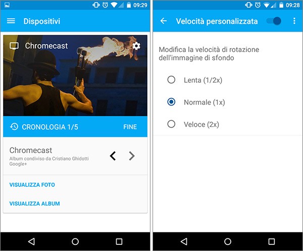 Le nuove funzionalità legate agli sfondi integrate nell'applicazione ufficiale di Chromecast