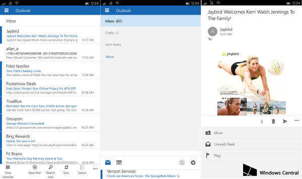 Outlook per Windows 10 Mobile