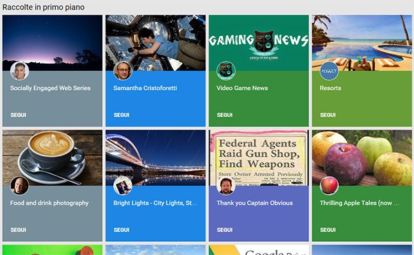 Le raccolte in primo piano su Google+