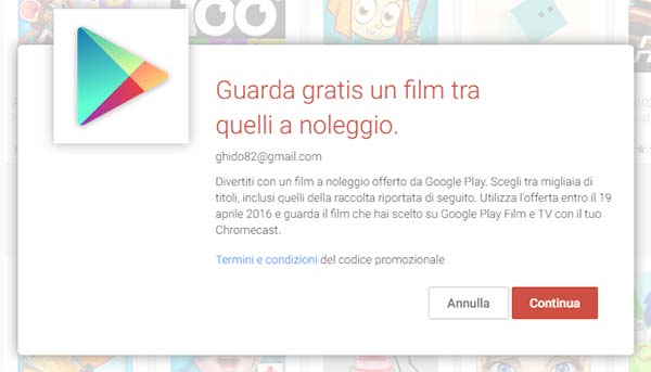 L'attivazione dell'offerta per ottenere un film a noleggio gratis