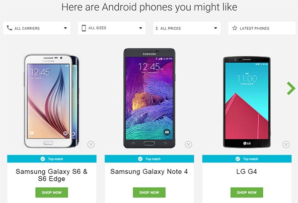 Gli smartphone consigliati da Google al termine del test