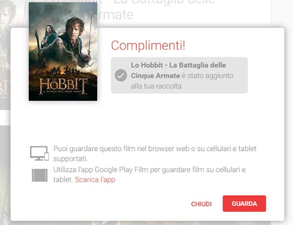 Ecco il film aggiunto alla propria raccolta, con un mese a disposizione per vederlo