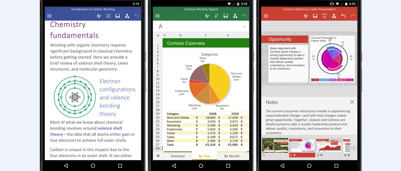 Office per smartphone Android, versione finale
