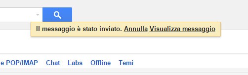 Il pulsante "Annulla" per fermare l'invio di un messaggio spedito con Gmail