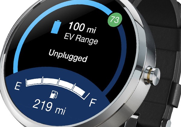 L'applicazione MyFord in esecuzione sullo smartwatch Motorola Moto 360 con Android Wear