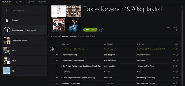 Una playlist Rewind per gli anni '70