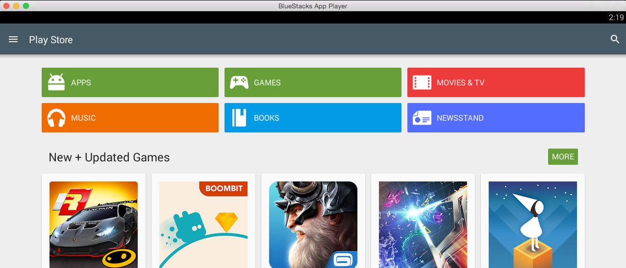 BlueStacks per OS X, app Android su Mac