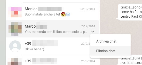 Tra le nuove funzionalità di WhatsApp Web anche quelle per archiviare o eliminare una chat