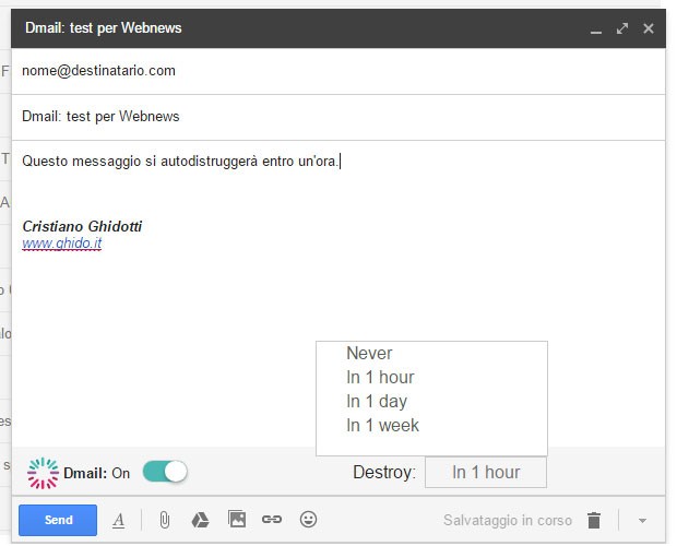 Dmail: l'estensione di Chrome per l'autodistruzione delle email