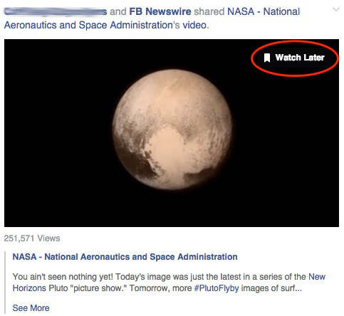 Facebook pulsante guarda più tardi