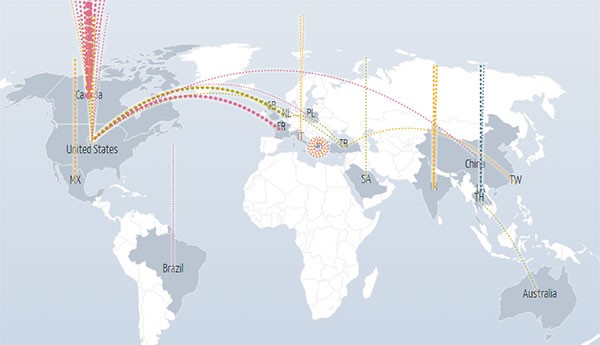 La mappa degli attacchi, aggiornata in tempo reale
