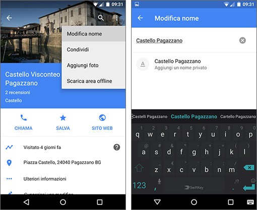 Nomi personalizzati per i luoghi su Google Maps