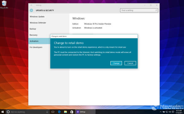 Windows 10 modalità retail