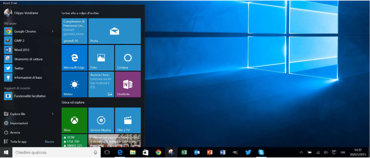 Windows 10, personalizzare il menu Start