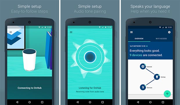 Screenshot per l'applicazione ufficiale di OnHub su smartphone Android