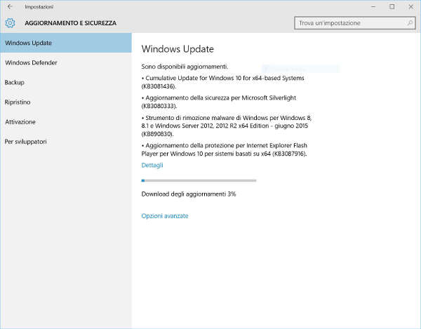 Windows 10, nuovo aggiornamento cumulativo
