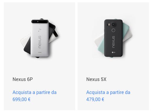 Nexus 5X e Nexus 6P, possibili prezzi italiani