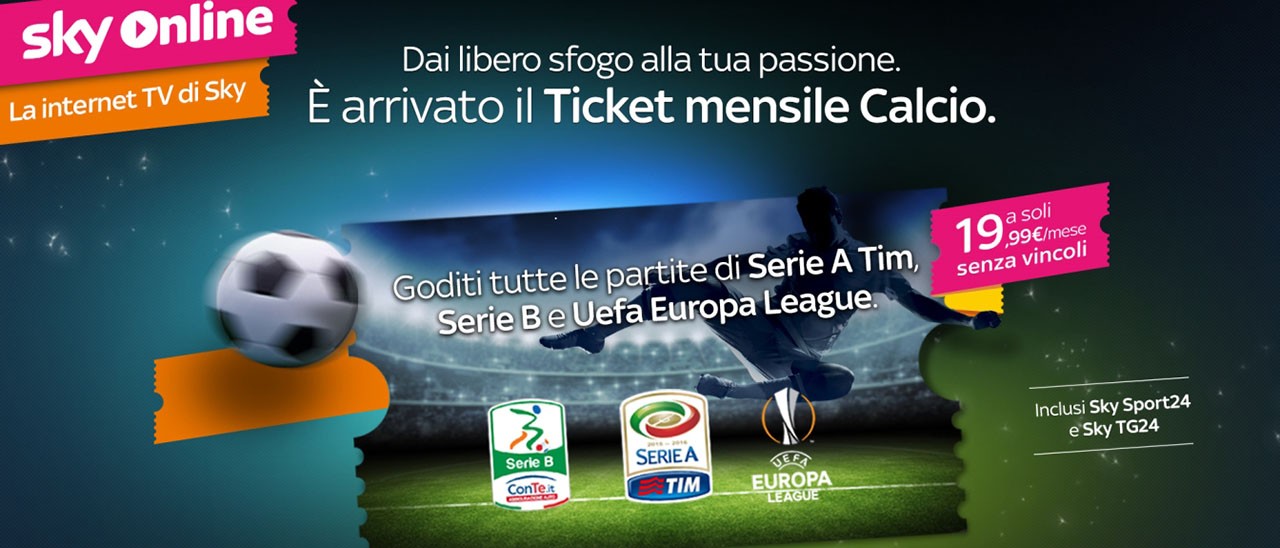 Sky Online: arriva il ticket mensile per il calcio