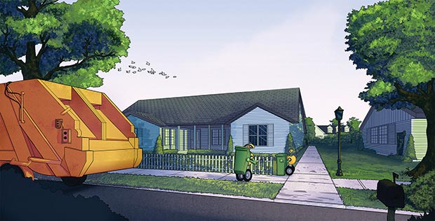 I robot di Volvo per la raccolta dell'immondizia in città