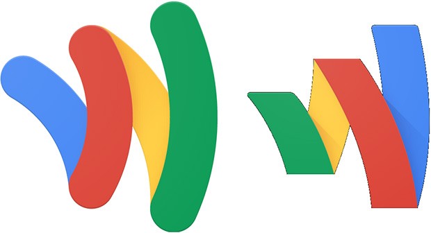 Il vecchio logo di Google Wallet (sinistra) a fianco di quello nuovo (destra)