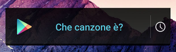 Il widget "Che canzone è?" di Android