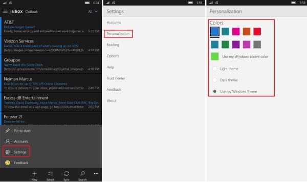 Windows 10 Mobile: app Posta e Calendario