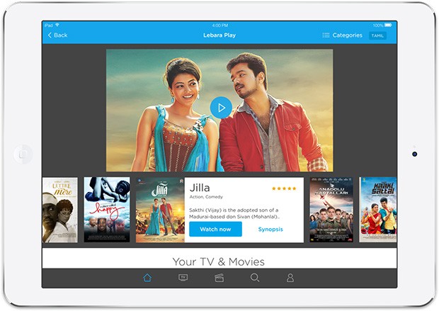 L'interfaccia di Lebara Play su tablet