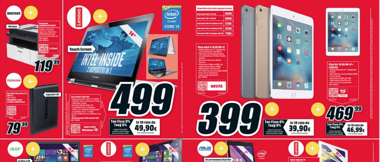 Volantino Mediaworld, arriva l'iPad Mini 4