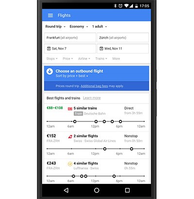 Lo strumento Google Ricerca Voli è accessibile anche da smartphone e tablet