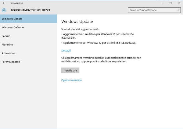 Microsoft aggiorna Windows 10