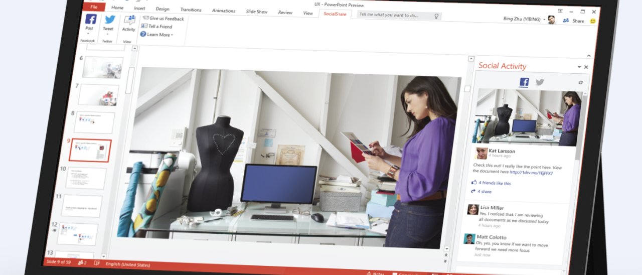 Microsoft Social Share, Facebook in PowerPoint
