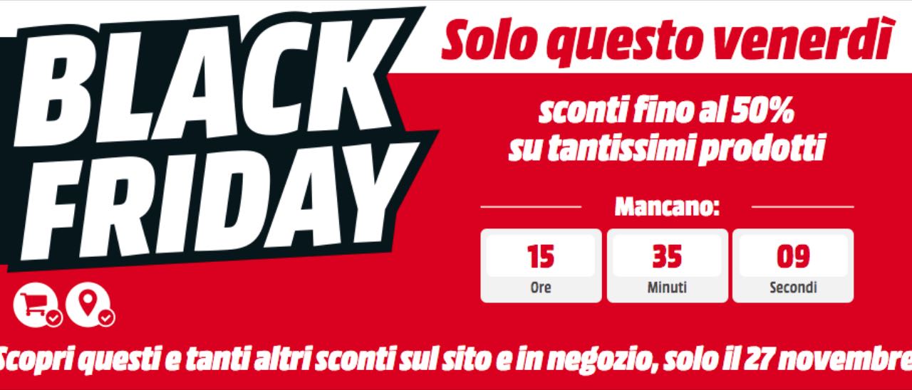 Black Friday MediaWorld, sconti sino al 50%