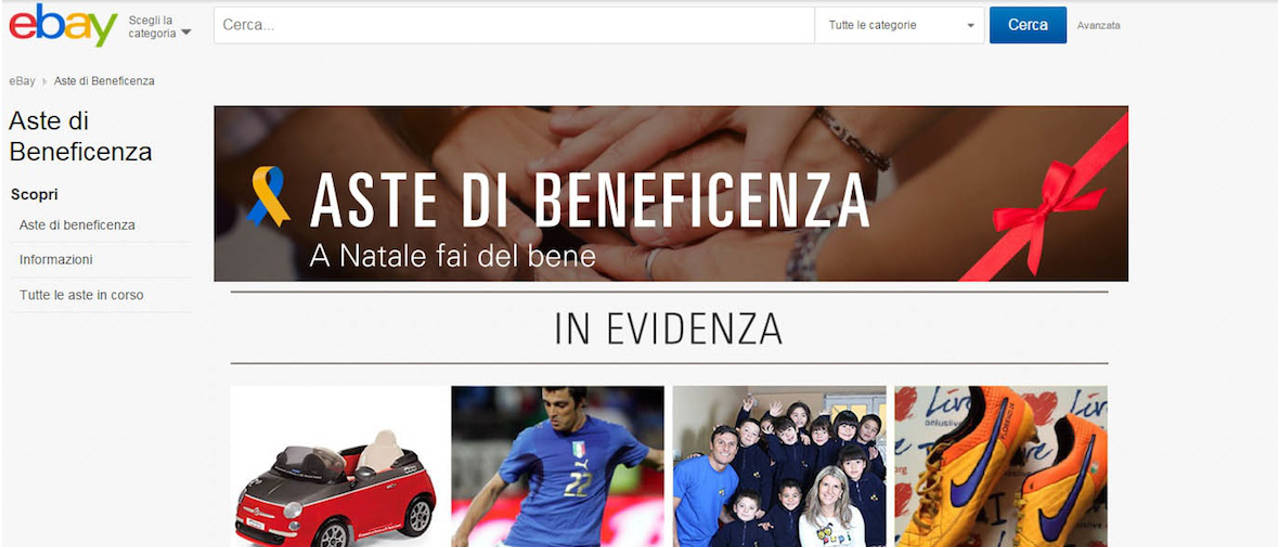 Ebay, partono le aste benefiche per il Natale