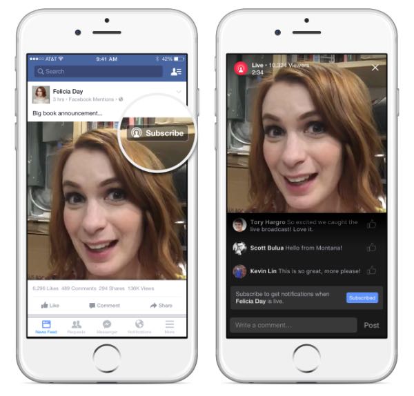 Facebook, arrivano le notifiche per i Live